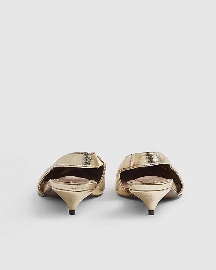 Gold Slingback Court Kitten Heels