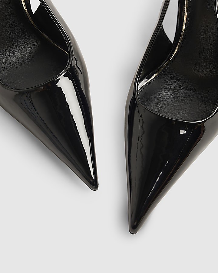 Black Patent Slingback Court Heels