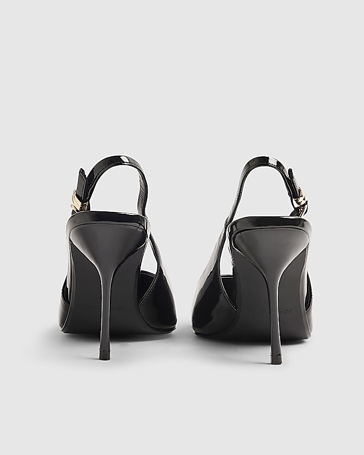 Black Patent Slingback Court Heels