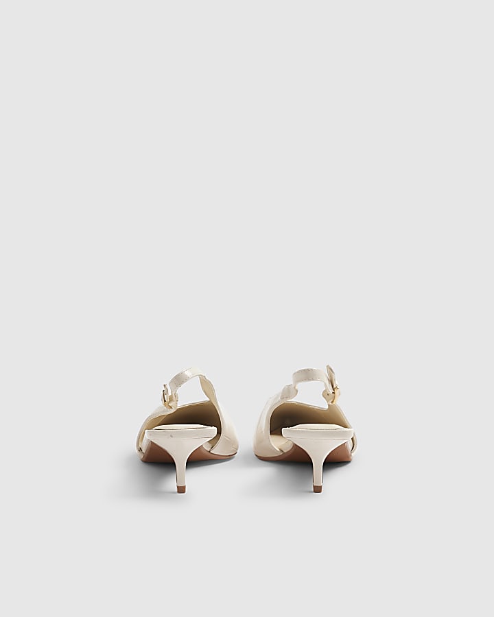Cream Kitten Heel Slingback Court Shoes