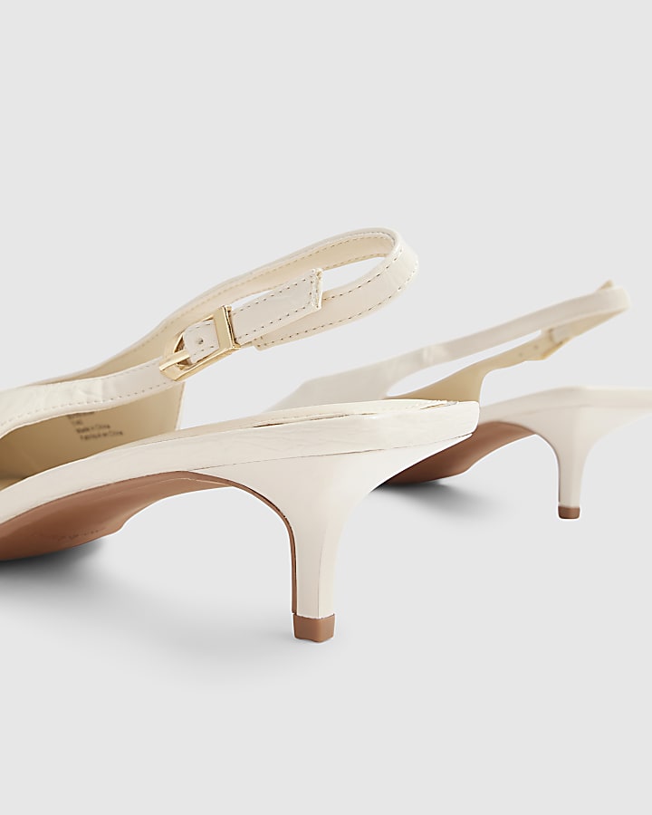 Cream Kitten Heel Slingback Court Shoes