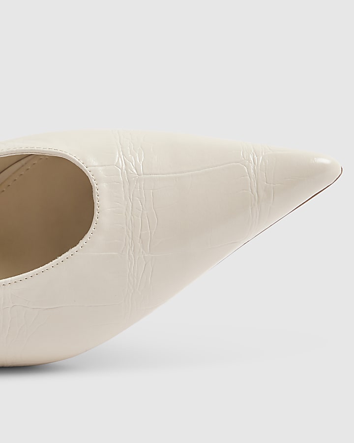 Cream Kitten Heel Slingback Court Shoes