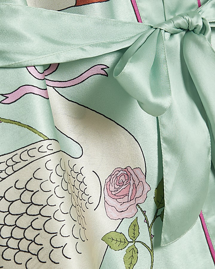 Green Satin Swan Robe