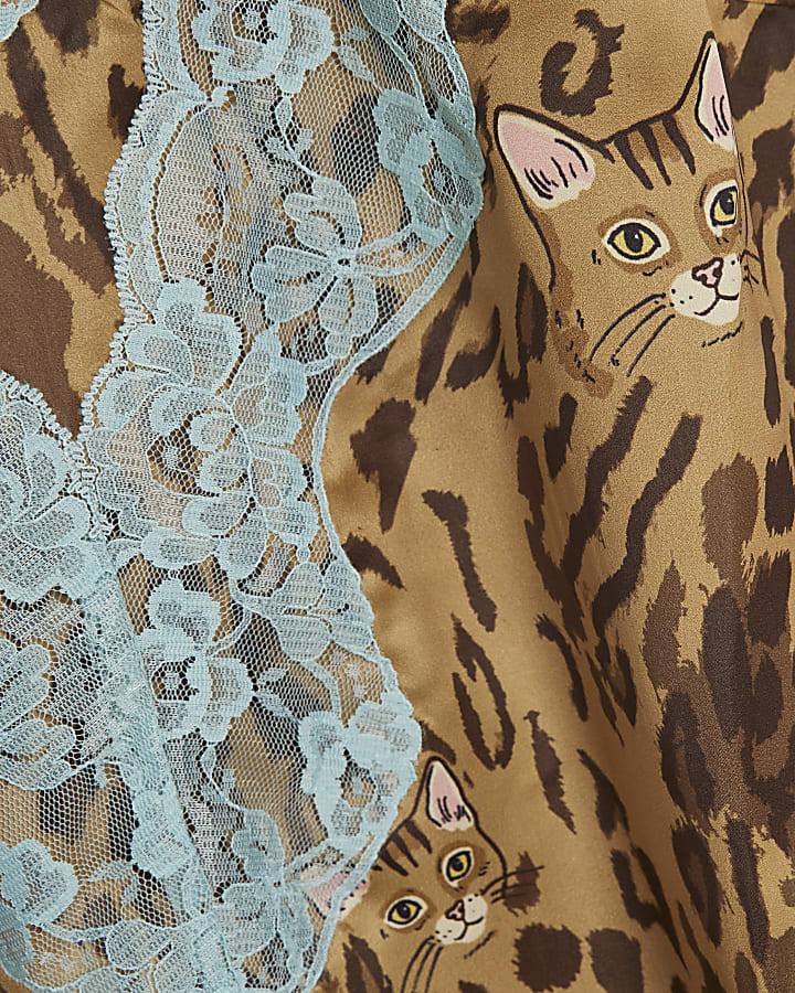 Brown Leopard Cami Pyjama Set