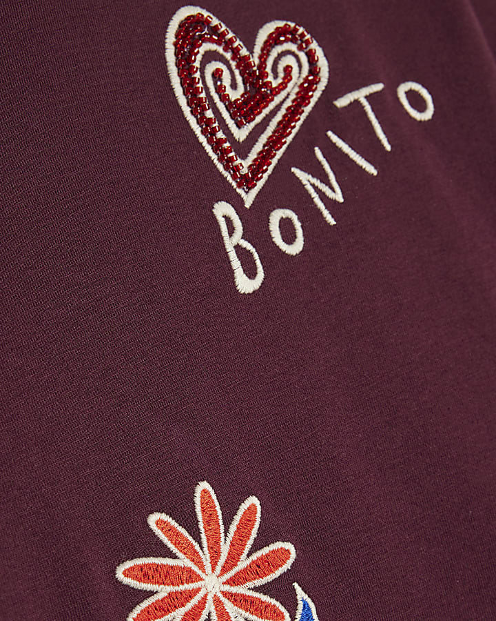 Red Cotton Bonita Quirky Boxy T-Shirt