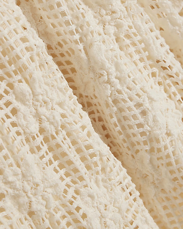 Cream Crochet Wide Leg Trousers