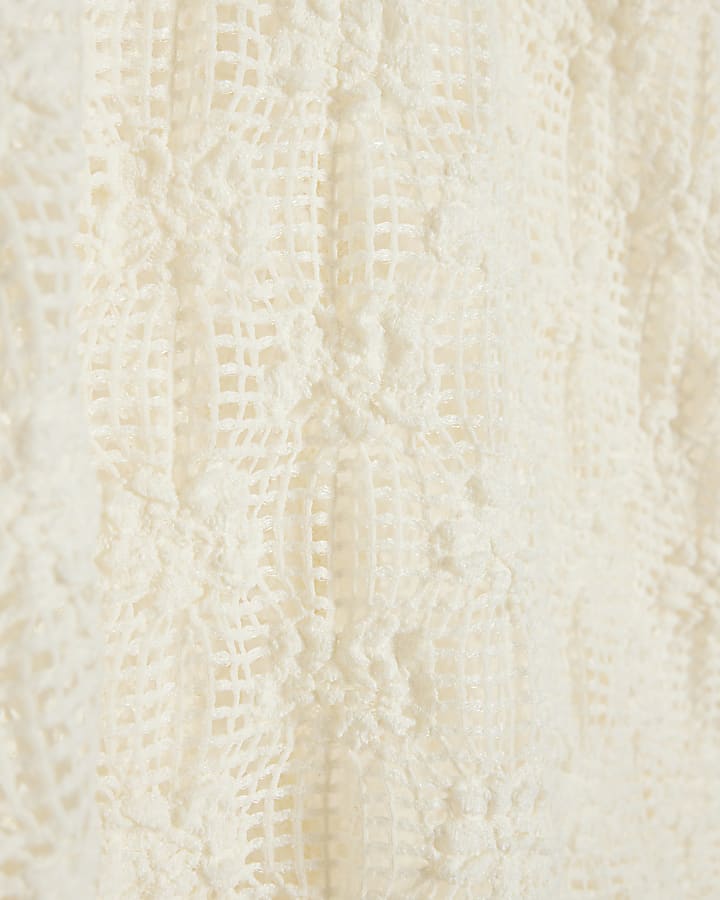Cream Whipstitch Trim Crochet Tank Top