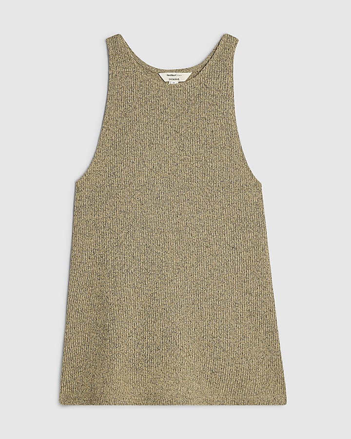 Green Knitted Sleeveless Tank Top