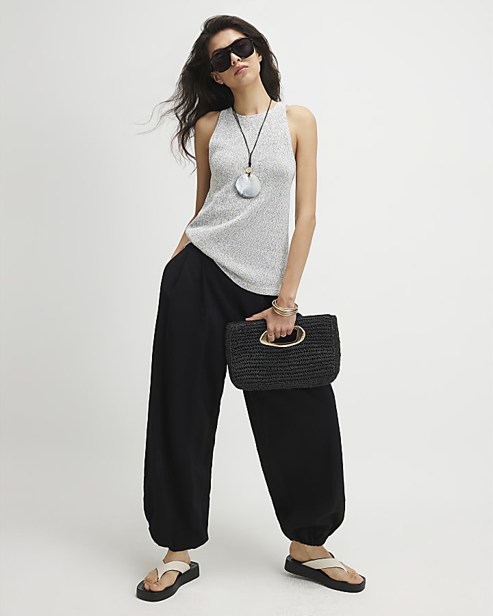 Grey Knitted Sleeveless Tank Top