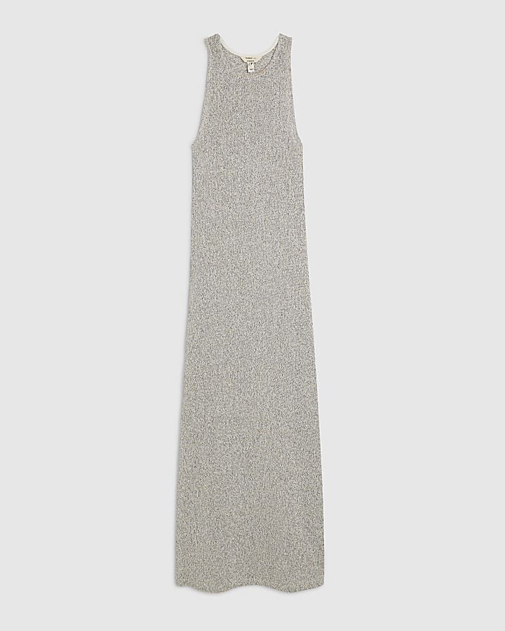 Grey Textured Midi Dress