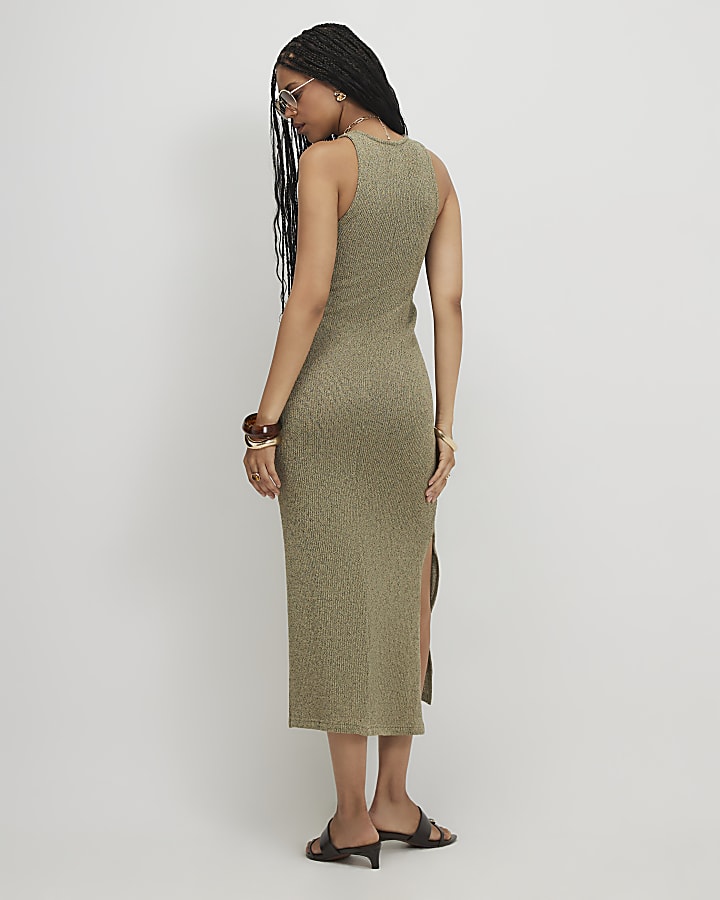 Green Textured Midi Dress