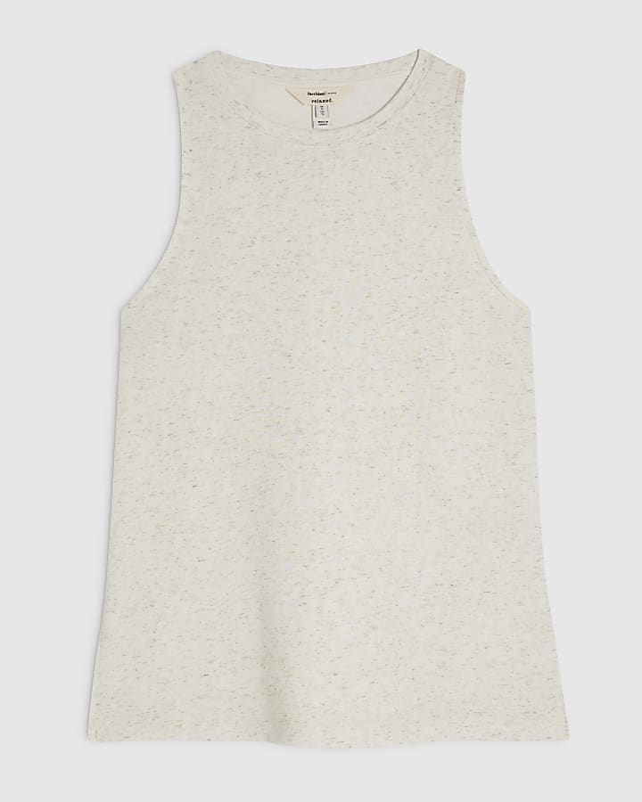 Cream Racer Neck Vest Top