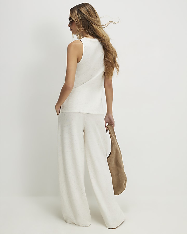 Cream Wide Leg Trousers