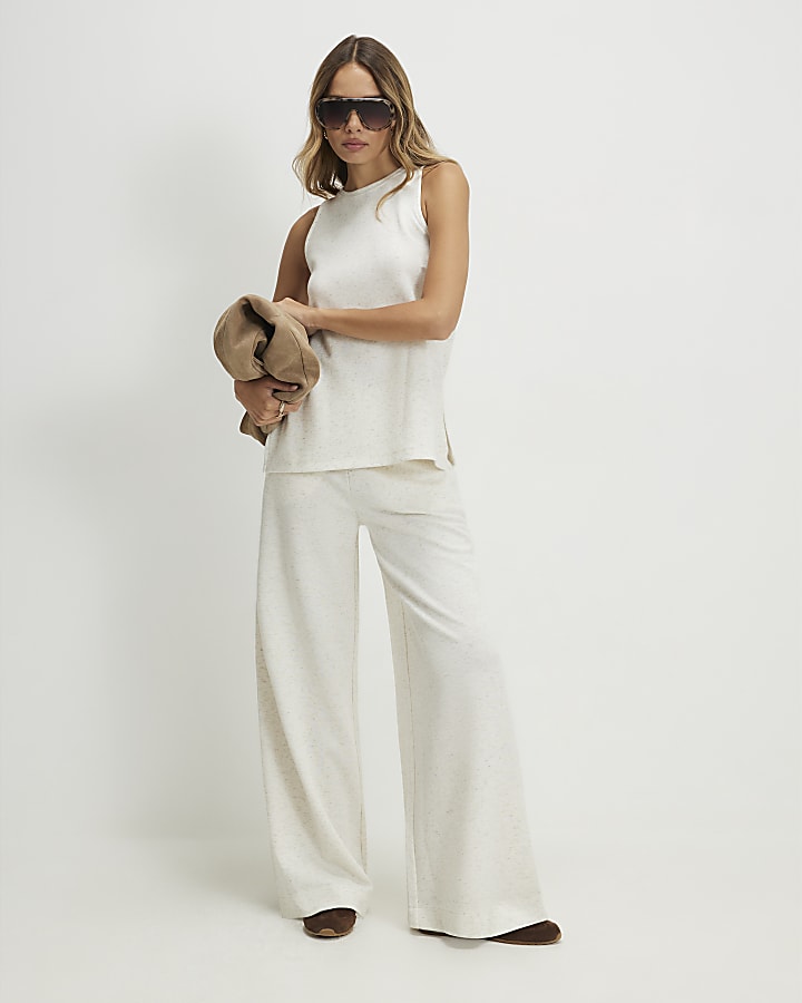 Cream Wide Leg Trousers