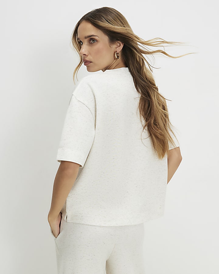 Cream Short Sleeve Boxy T-shirt