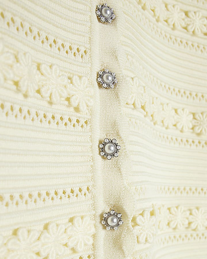 Yellow Knitted Long Sleeve Daisy Cardigan