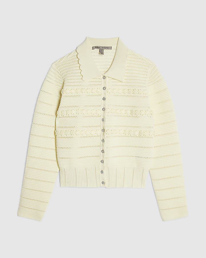 Yellow Knitted Long Sleeve Daisy Cardigan