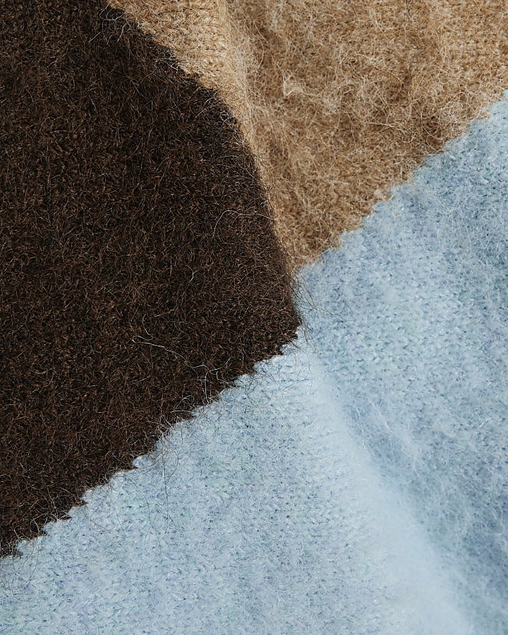 Brown Argyle Print Batwing Jumper