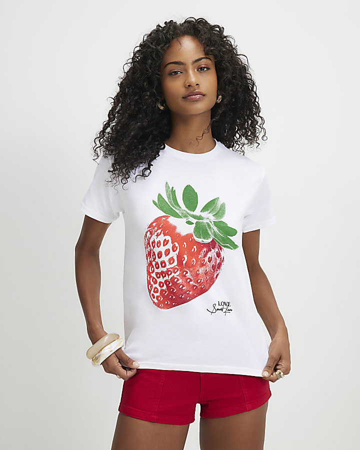 White Short Sleeve Strawberry Baby T-Shirt