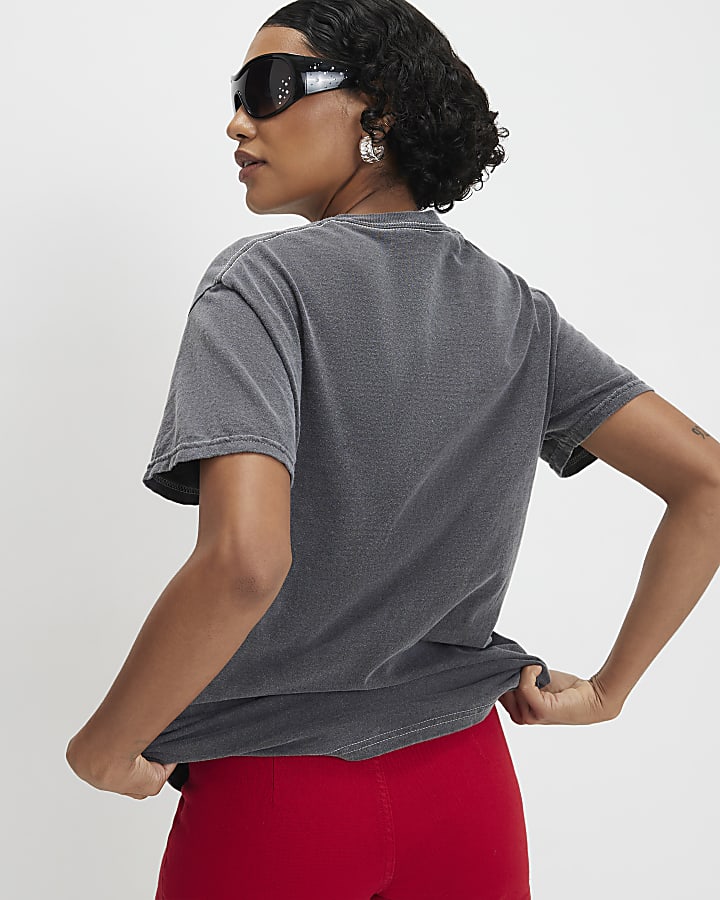 Grey Strawberry Hotfix Boyfriend Fit T-Shirt