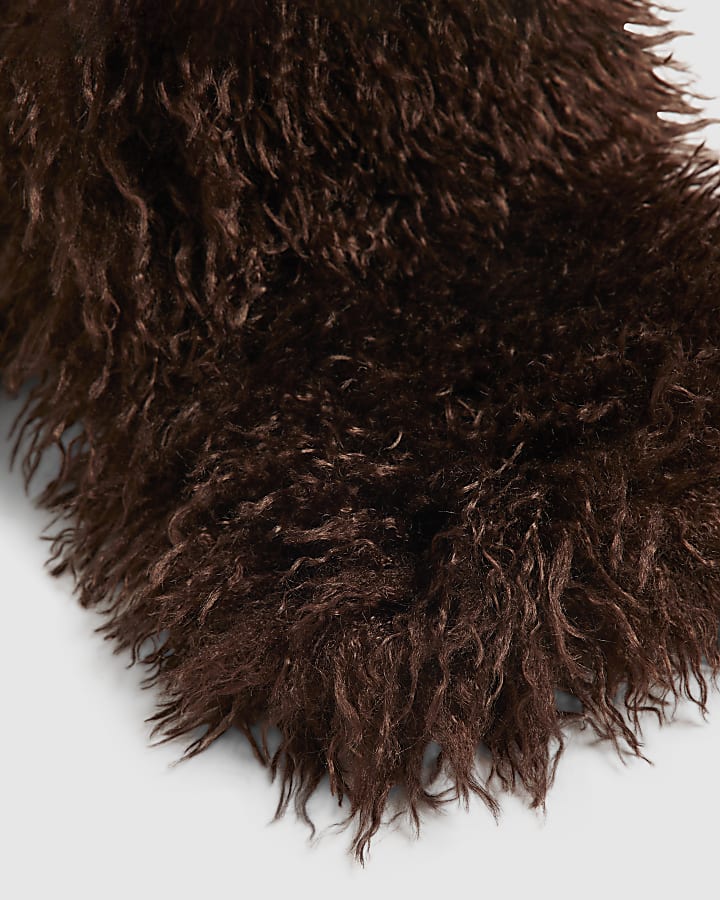 Brown Faux Mongolian Fur Scarf