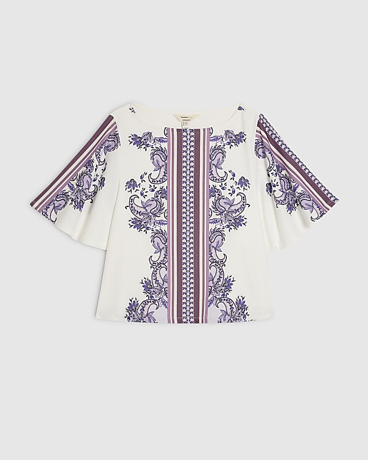 Cream Paisley Textured Top