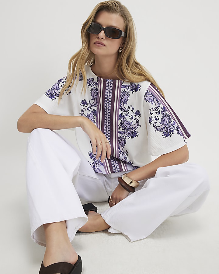 Cream Paisley Textured Top