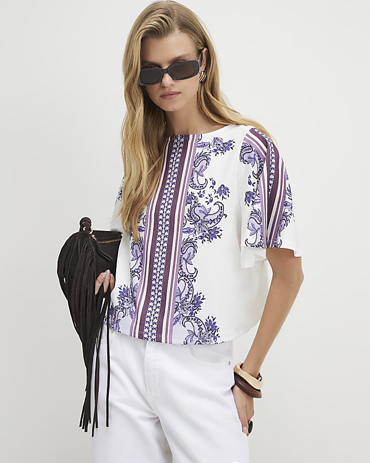 Cream Paisley Textured Top