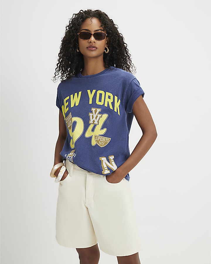 Navy Short Sleeve New York Badge T-Shirt
