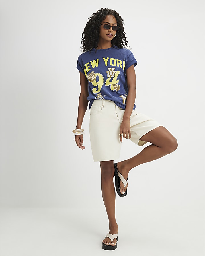 Navy Short Sleeve New York Badge T-Shirt