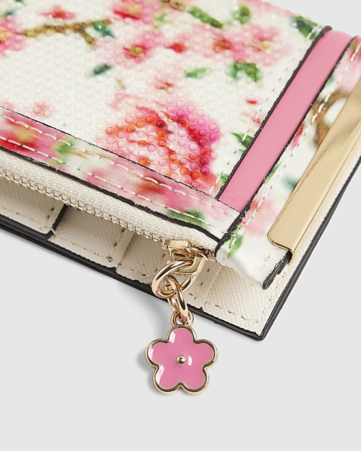 White Floral Diamante Purse