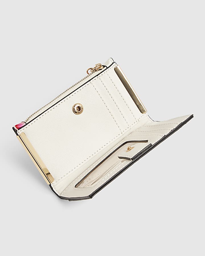 White Floral Diamante Purse