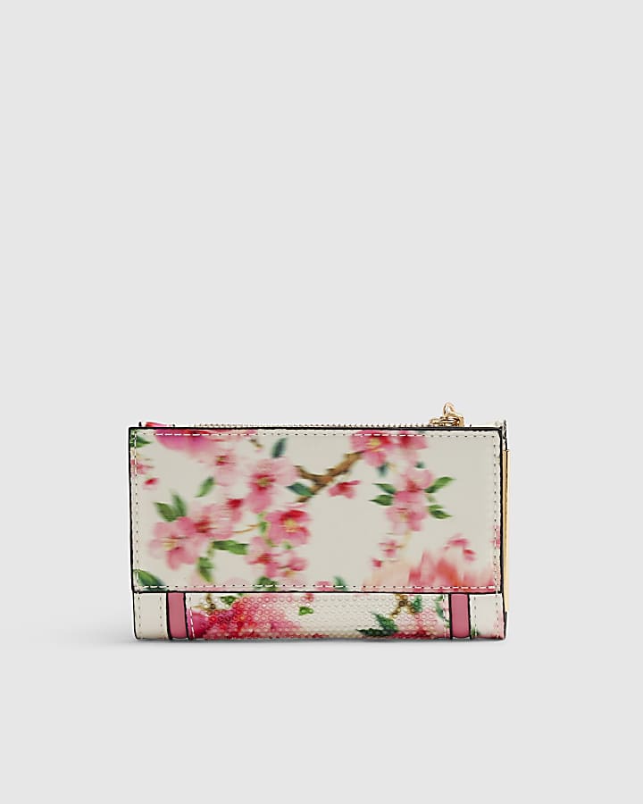 White Floral Diamante Purse