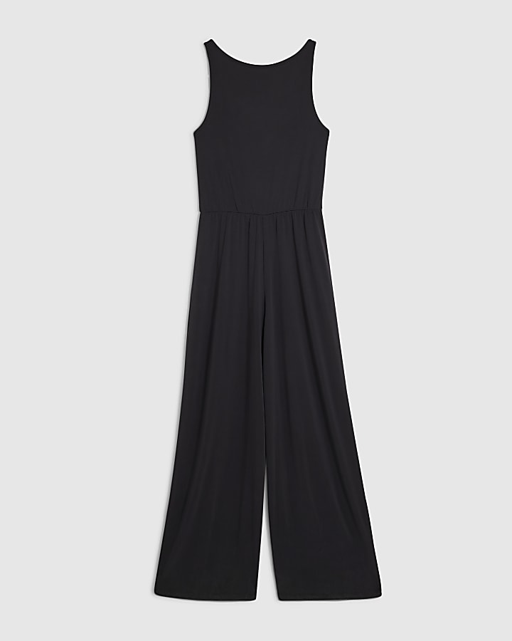 Black Cupro Sleeveless Jumpsuit
