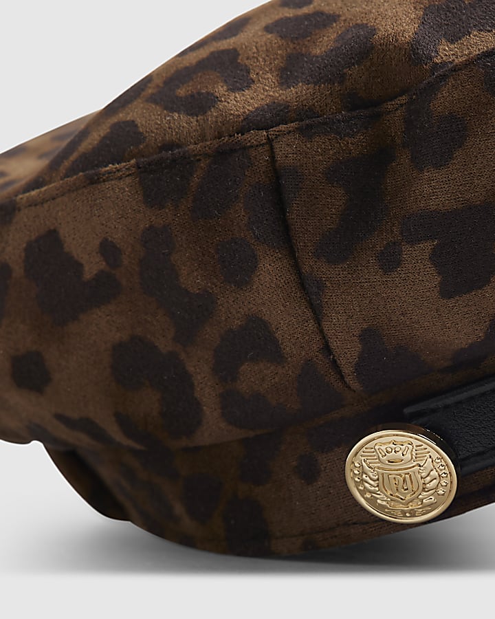 Brown Leopard Baker Boy Hat