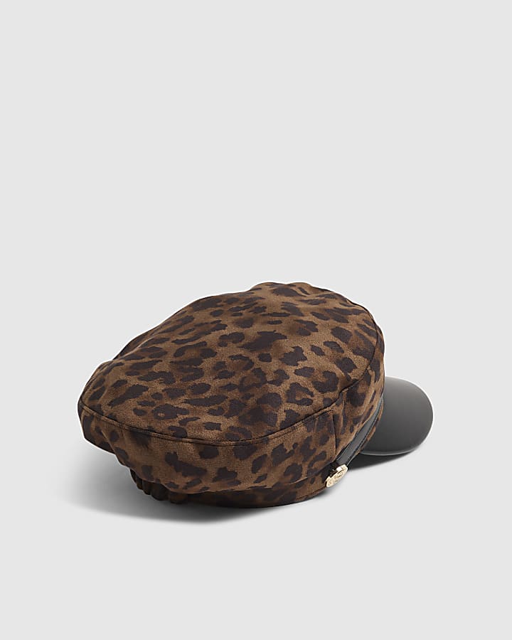 Brown Leopard Baker Boy Hat