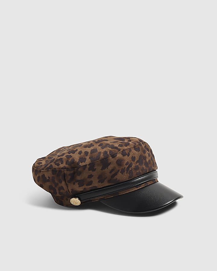 Brown Leopard Baker Boy Hat