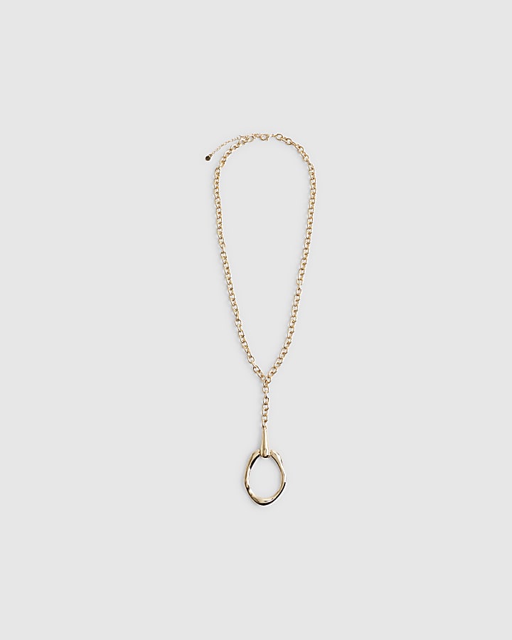 Gold Molten Lariat Necklace