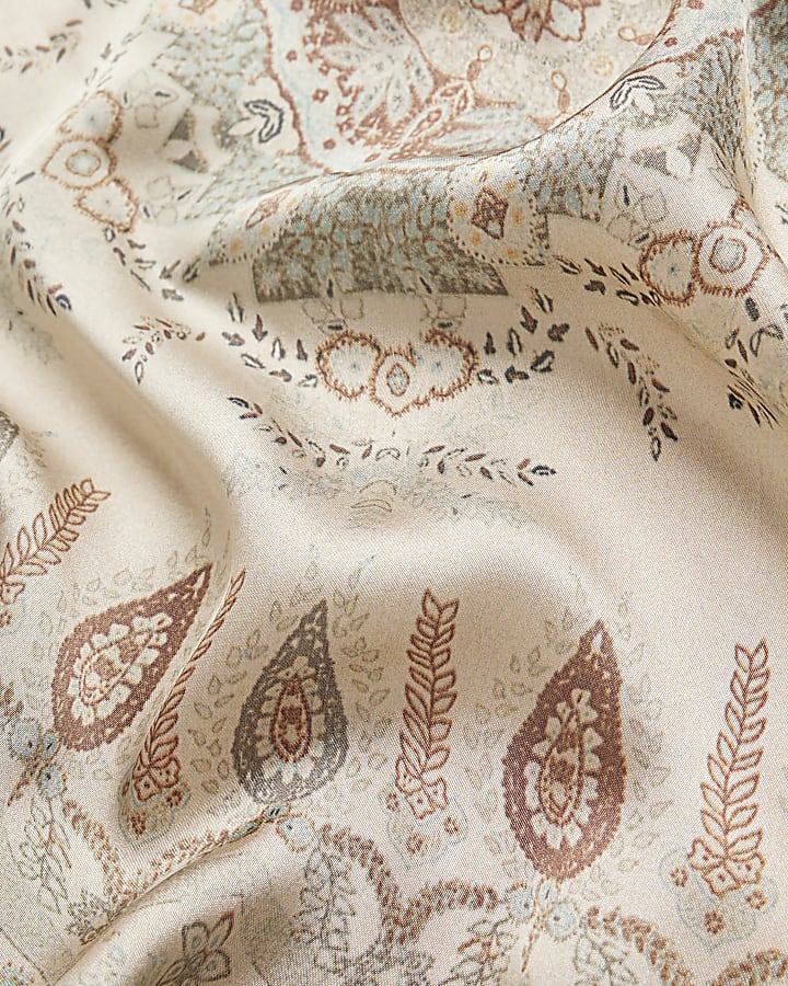 Brown Paisley Satin Scarf