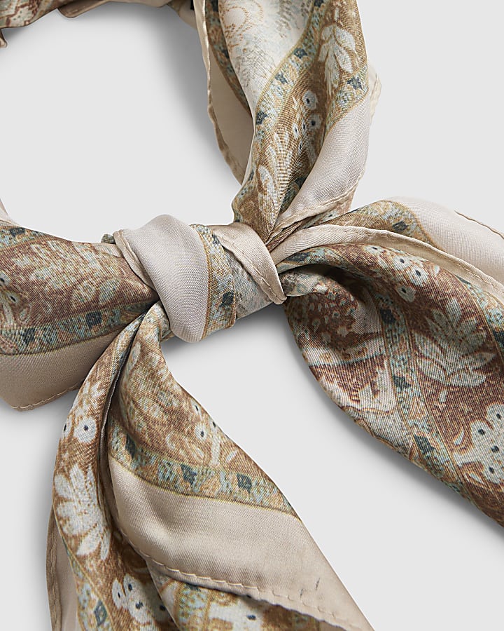 Brown Paisley Satin Scarf
