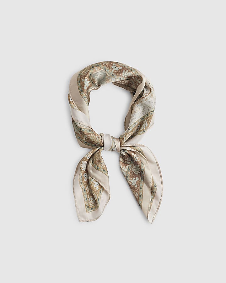 Brown Paisley Satin Scarf