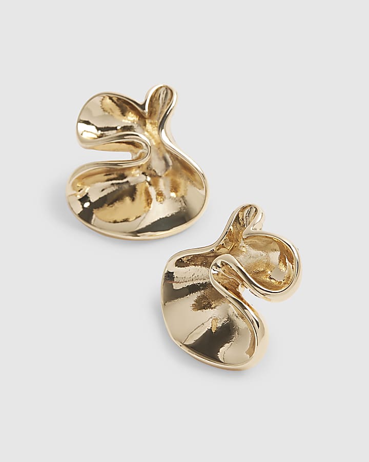 Gold Molten Stud Earrings