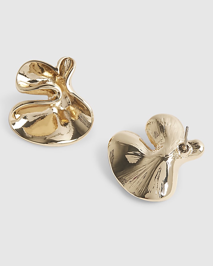 Gold Molten Stud Earrings