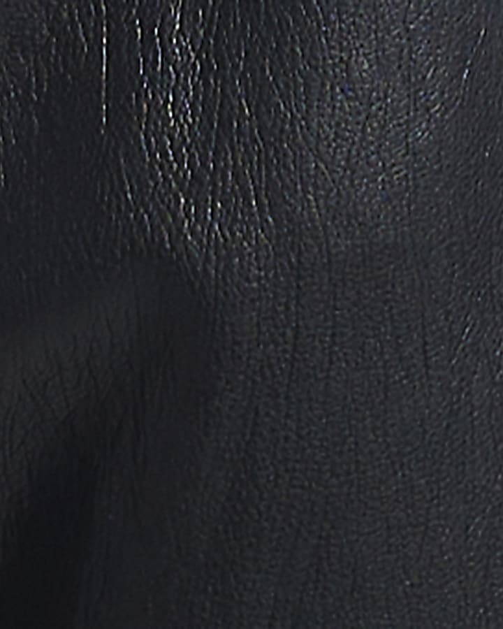 Black Soft Faux Leather Barrel Leg Trousers