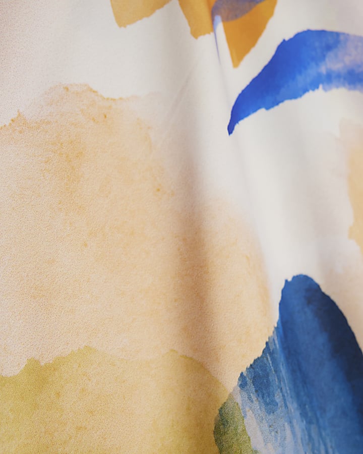 Cream Blur Print Midi Maxi Slip Dress