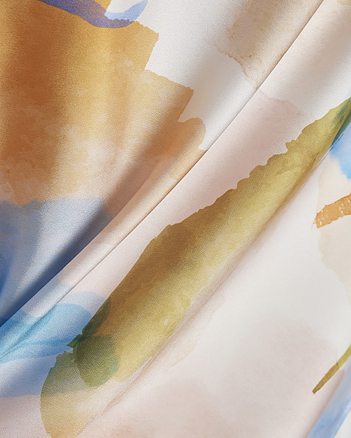 Petite Cream Blur Print Midi Slip Dress