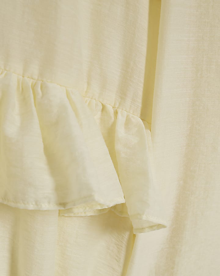 Cream Long Sleeve Ruffle Blouse