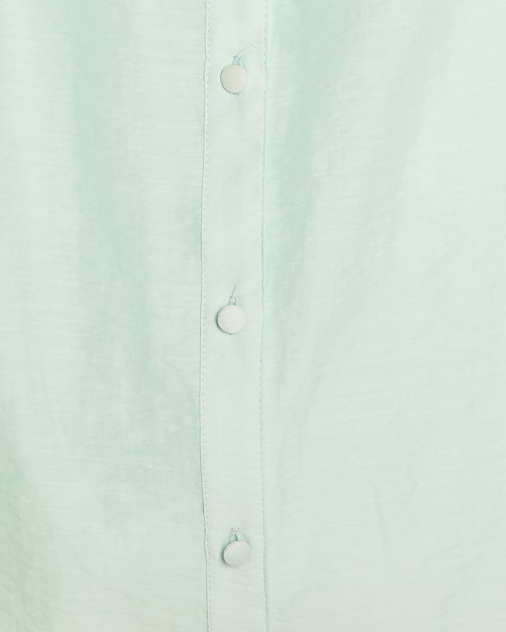 Green Long Sleeve Ruffle Blouse