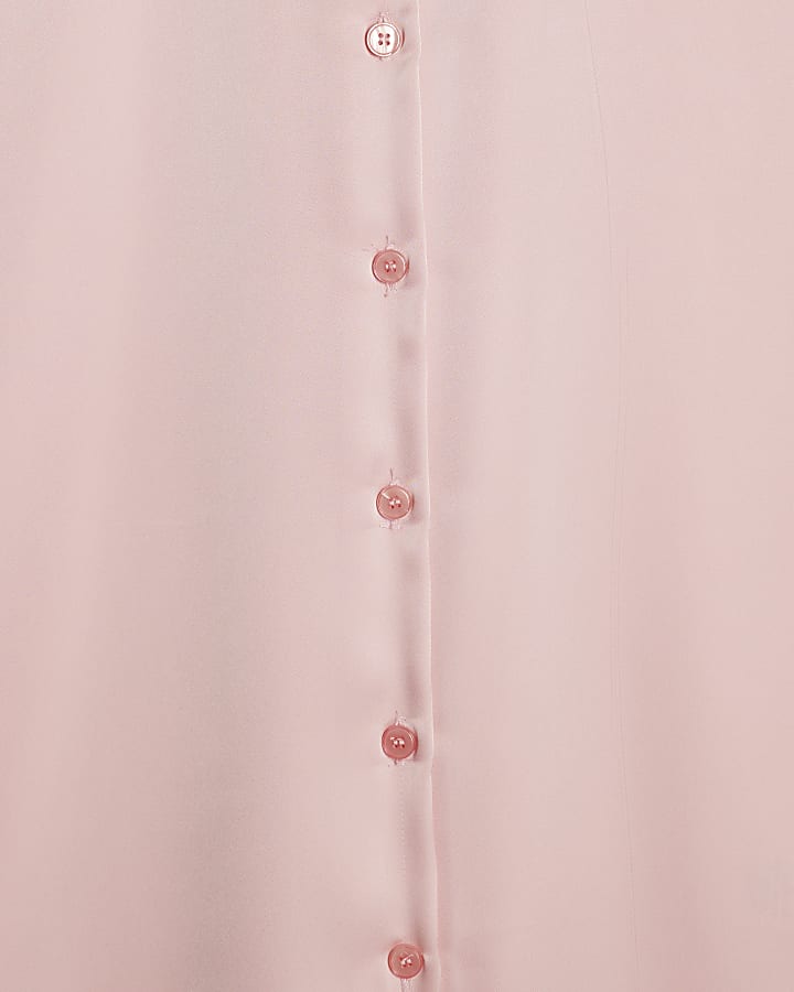 Pink Satin Short Sleeve Shirt