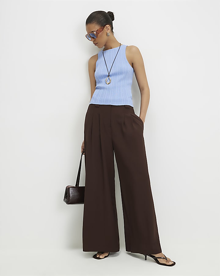 Brown Wide Leg Trousers